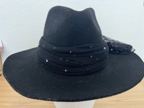 Harley-Davidson Women\'s Black Felt Western Cowboy Hat Rhinestone Band Biker Sz S main image 4